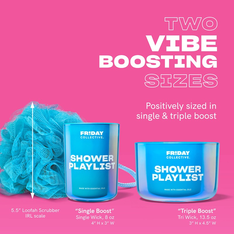 Friday Collective Shower Playlist Candle, Fresh & Clean Scented, Made