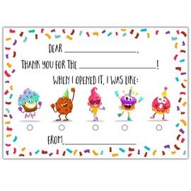 Honeyplum Kids Fill in the Blank Thank You Postcards - 25 Card Set - Fun Gender Neutral Thank You Notes For Boys or Girls