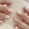 Nail Tip, Short, 24 Pieces, False Nails, Silver Foil, White,