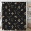 Emwnodti Western Cow Skull Shower Curtain, Black Gold West Shower