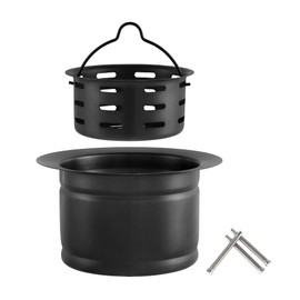 LQS Extended Sink Flange with Deep Basket Strainer, Deep Garbage Disposal Sink Flange for Kitchen Sink, Fit for 3-1/2 Inch Standard Sink Drain Hole, Black Sinks Flanges