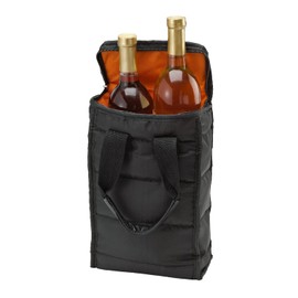 Bolsa de vino con 2 bolsillos para botellas, atractiva bolsa de vino con acolchado externo grueso, cremallera y asas fáciles de transportar. La bolsa de vino es perfecta para viajes, picnics o un día en la playa.