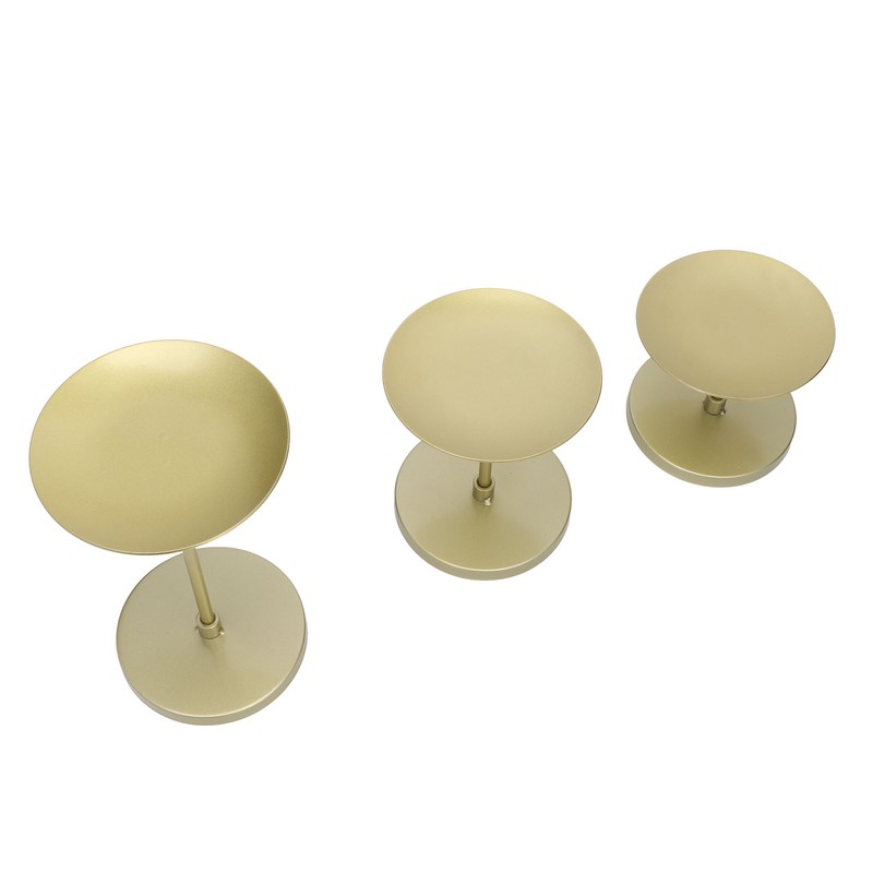 Gold Pillar Candle Holder Double Sided Use Rust Prevention Iron