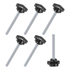 M METERXITY 6pcs Star Clamping Knobs for Machinery Electronics Furniture Umbrella Base M8x80mm Female Thread Hand Tightening Screws Machine Handle Replacement [39mm Black]