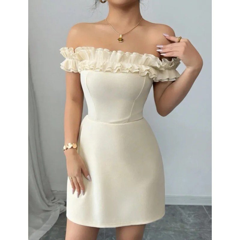 Vestidos De Fiesta Cortos De Encaje Sin Tirantes Para Mujer