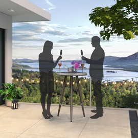 PURPLE LEAF Counter Height Bar Stools Table Dining Table with Weather Resistant for Patio Garden Grey