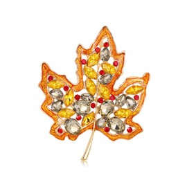 Maple Leaf Brooch Pin for Women Men CZ Crystal Lapel Pins Autumn Fall Leaves Badges Dainty Thanksgiving Brooches Clothing Shirt Suit Accessory Vintage Jewelry