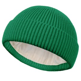 PHILIGHTS Swag Short Fisherman Beanie for Men Women, Wool Knit Cuffed Fleece Lined Trawler Beanies Winter Warm Hat Skull Cap
