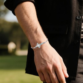 YAFEINI Crown of Thorns Bracelet Sterling Silver Catholic Cross Bracelet Thorns Crown Catholic Jewelry for Men