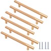 Cjueiom 6 Pack Gold Cupboard Handles - 128mm Hole Center