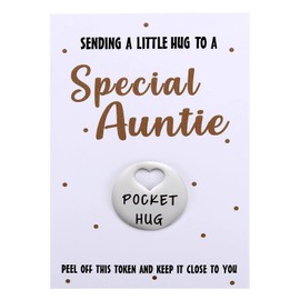 MIXJOY Special Auntie Pocket Hug Token for Aunt, Aunty Birthday Christmas from Niece Nephew, Think of You Missing Long Distance for Auntie