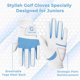AIGEVTURE Kids Golf Gloves Junior Breathable Golf Gloves for Boys Girls Beginners Golf Practice Left Hand Blue M