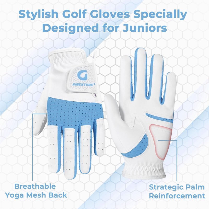AIGEVTURE Kids Golf Gloves Junior Breathable Golf Gloves for Boys