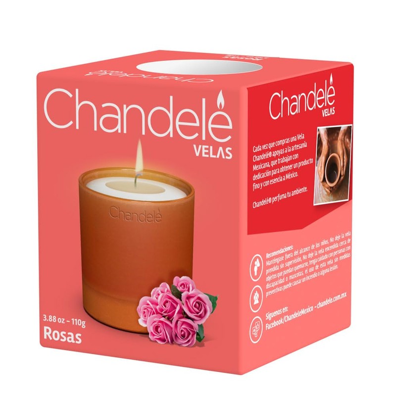 Vela aromática Rosas en Vaso de barro