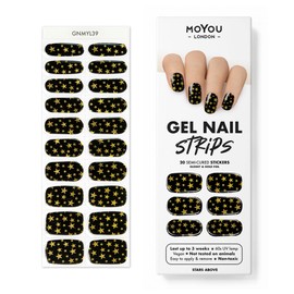 MoYou London Semi-Cured Gel Nail Strips, Nail File, & Wooden Cuticle Stick – 20 Pc. Gel Wraps for Nails – Salon-Quality Manicure Set & Pedicure Supplies, Stars Above