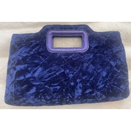 INC International Concepts I.N.C International Concepts Juditth Handle Velvet Clutch Sapphire Crush Gold