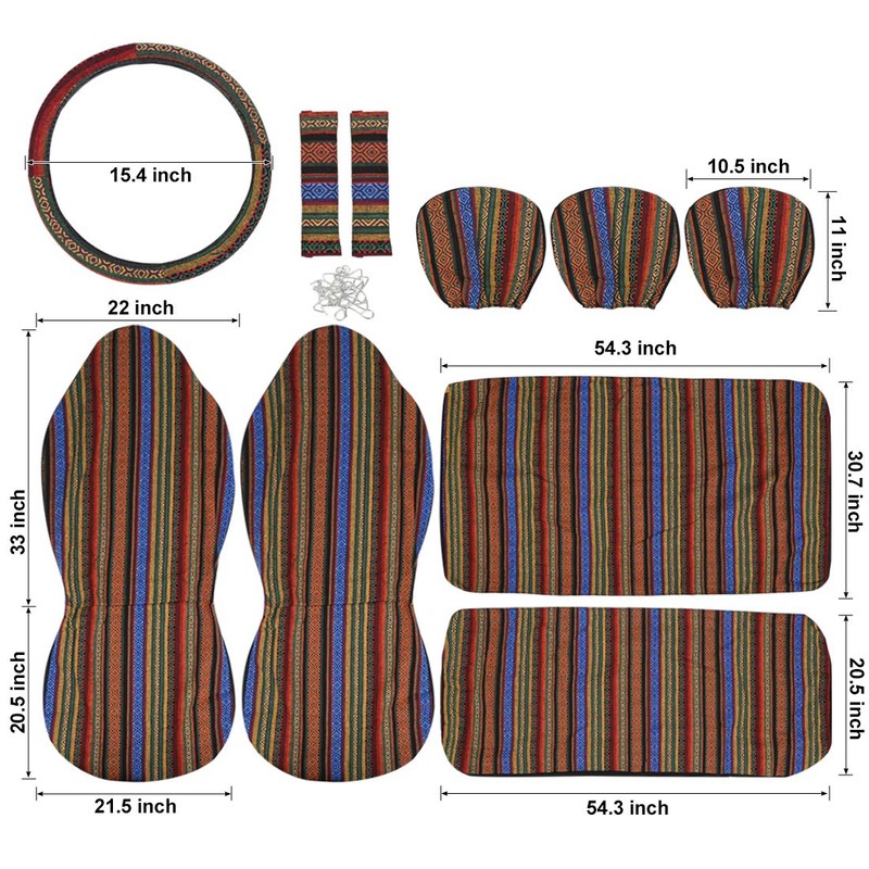 uxcell 10pcs Blanket Ethnic Style Baja Bucket Seat Cover for