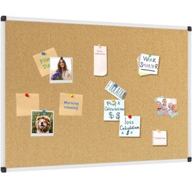 XBoard Cork Board 36 x 24, Notice Cork Bulletin Board, Corkboard with Aluminum Frame and Push Pins for Display