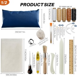 Kreapa 30 pcs Book Binding Kits Book Press Book Binding Supplies & Book Binding Kits Book Binding Kits Starter Kit with Real Bone Clips Awl Big Eye Needle Waxed Book Cloth DIY, 11.6x7.7 inches