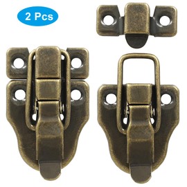 BokWin 2 Pcs Retro Style Duckbilled Hasp Latch Antique Toggle Hasp Catch Vintage Trunk Latch for Cabinet Jewelry Box Toolbox Suitcase with Mounting Screws(Bronze)
