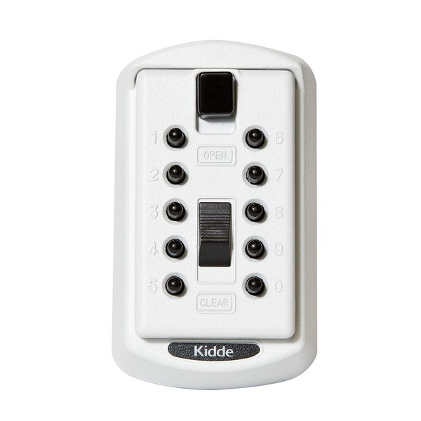 Kidde AccessPoint 001413 KeySafe Original Slimline Push Button Combination Permanent Key Lock Box, 2-Key, White