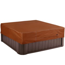 NettyPro Hot Tub Cover Protector Waterproof Outdoor SPA Cover Cap for Square Hot Tub, 86 x 86 inch, Brown