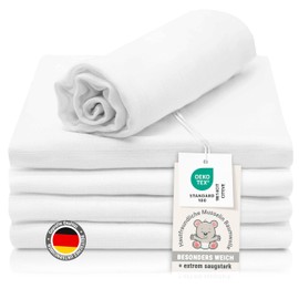 Zollner 032 Set of 10 Muslin Nappies/Burp Cloths, Cotton, 80 x 80 cm, White, Oeko-Tex, 032