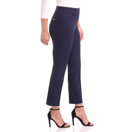 Rekucci EcoCozy Comfort - Pantalón chino de pierna recta con bolsillos para mujer, Azul Marino, 38