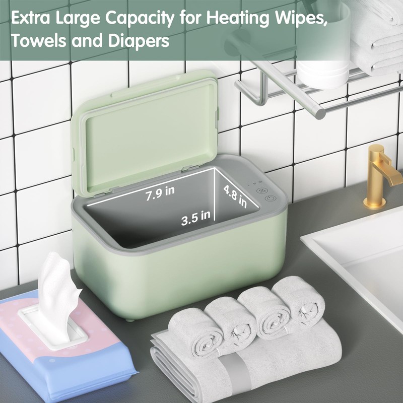 Baby Wipe Warmer, 3-Level Temperature Control, Quiet and Even Heating,