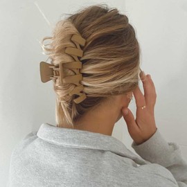 Large Claw Clips Matte Hair Claw Clips for Thick Hair Strong Hold Banana Hair Claw Jumbo Jaw Clips Cute Big Hair Clips for Women Hair Clamp Hair Accessories for Thin Hair (4 Pack) (4 colors, One size)