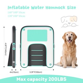 ALIFUN Inflatable Dog Water Ramp Safety Floating Dock Dog Pool Raft for Pool Lake Boat Non-Slip Floating Ladder for Pets Up to 220 LBs Bgreen 120CM Length