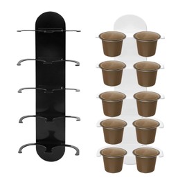 jinminamz Wandhalterung Kaffeekapseln Aufbewahrung,Selbstklebende Halterung Organizer Kaffeekapseln, Hält 20 Kaffeekapseln, Klebbar Auf Jeder Oberfläche Wie Wände,Groß Fassungsvermögung, Ohne Bohren