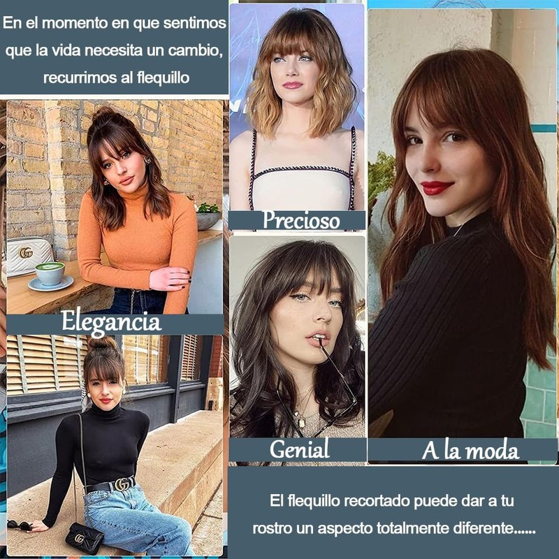 2 Extensión de Flequillo, Flequillo de Cabello Humano con Clip
