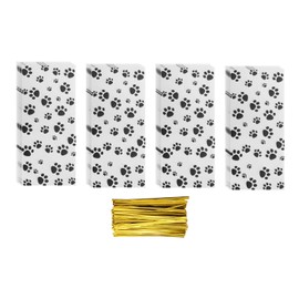 uxcell 100 Pcs Cellophanes Treat Bags, 10.6"x 5.1" Clear Flat Cellophanes Bags Plastic Candy Gift Goodie Bags with Twist Ties for Cookie Snack Packing Party (Football, Black)