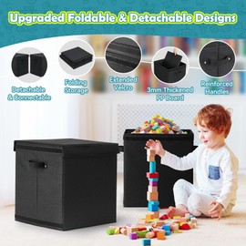 Maxuni Large Toy Box Chest with Lid-Removable, Fabric Foldable Storage Boxes [1 Pack], Collapsible Sturdy Toy Storage Organizer Boxes Bins Baskets for Living Room, Bedroom, Nursery