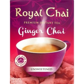 Tea Bags & Drinks with Royal Chai Ginger Chai Unsweetened (10 Cups) 200g - 1 Pack | Just Add Hot Water, Premium Instant Tea, A Comforting Blend of Warming Spices & a Creamy Texture Infused.