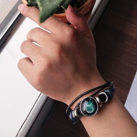 72ore Zodiac Signs Spirit Bracelet Zodiac Bracelet for Women Adjustable 12 Constellation Bracelets Multilayer Black Leather Wrap Bracelet for Men Birthday Jewelry Gifts 2025