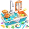 CUTE STONE Play Sink with Running Water, Kitchen Sink with