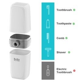 VITVITI Toothbrush Travel Case, Portable Leakproof Travel Soap Container Dish Tray, Portable 7.88 inch Toothpaste Toothbrush Holder with Cover for Trip/Bathroom/Camping, White A