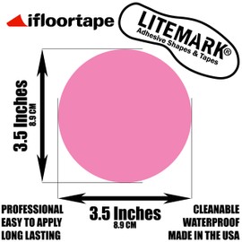LiteMark Pink 3.5 Inch Medium Dot Decal Stickers - Durable Vinyl, Gloss Finish - Ideal for Floors, Ceilings, Walls, Schools Offices & Industrial Facilities (Pack of 18 Dots)