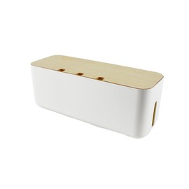 Zalati Cable Tidy Box with Wood Lid, Cable Management for Desk Table Office Home, Hides Messy Cords, Protects Kids & Pets, 36 * 13 * 13.5 cm