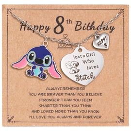 GINAZL Stitch Necklace - Stitch Birthday Gifts for 8 Year Old Stitch Stuff Gifts Stitch Birthday Decorations 8 Year Old Birthday Gift Ideas for Daughter Sister (8Yr)