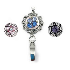 Snap Charm ID Badge Holder for Standard Size Snaps Includes 3 Snaps as Shown - Bundle of 4 Items