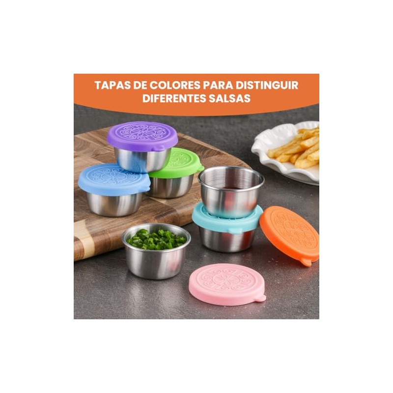 6 Recipientes Pequeños de Acero Inoxidable con Tapa Hermética de