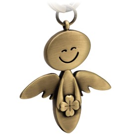 FABACH Guardian Angel Keyring - Lucky Angel with Clover Leaf - Metal - Good Luck Charm - Gift - Antique Bronze, Standard Size