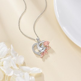 JERWLI Dove Necklace 925 Sterling Silver Rose Dove of Peace Pendant Gifts for Women Jewelry