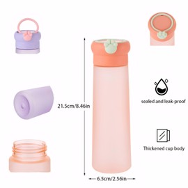 Yisituo Plastic Water Bottle, 350ml/12oz BPA Free Cute Kids Drinking Bottle, for Girls, Boys, School, Travel, and Sports, 2 Pack (Pink, Purple)