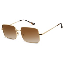 SOJOS SJ1168 Rectangular Polygon Polarised Sunglasses for Men and Women Retro Classic Vintage Shades, brown