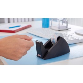 tesa tesa Easy Cut Tischabroller - Nachfüllbarer, standfester Klebeband-Spender für Klebebandrollen bis 33 m x 19 mm - Blau