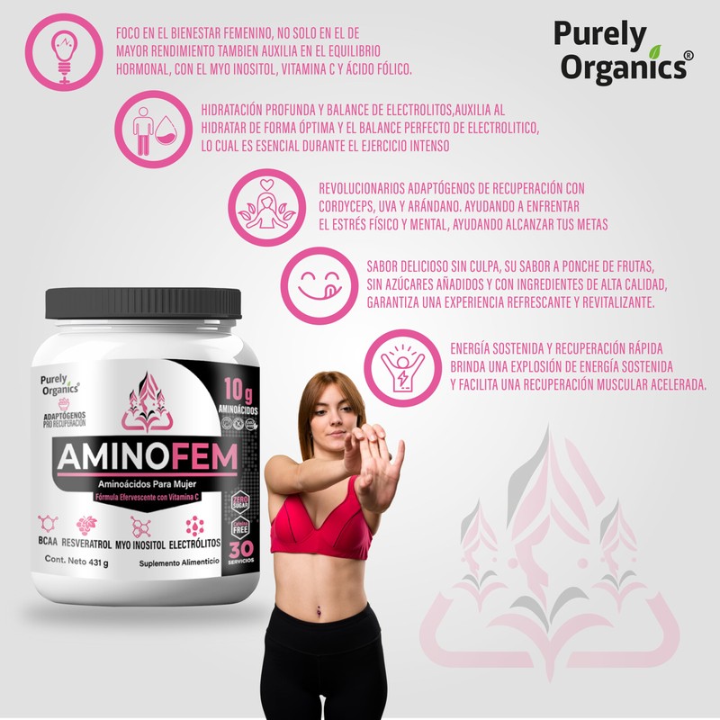 Amino Fem. Con Inositol, Vitamina B9, Pulpa de Uva, Antioxidantes